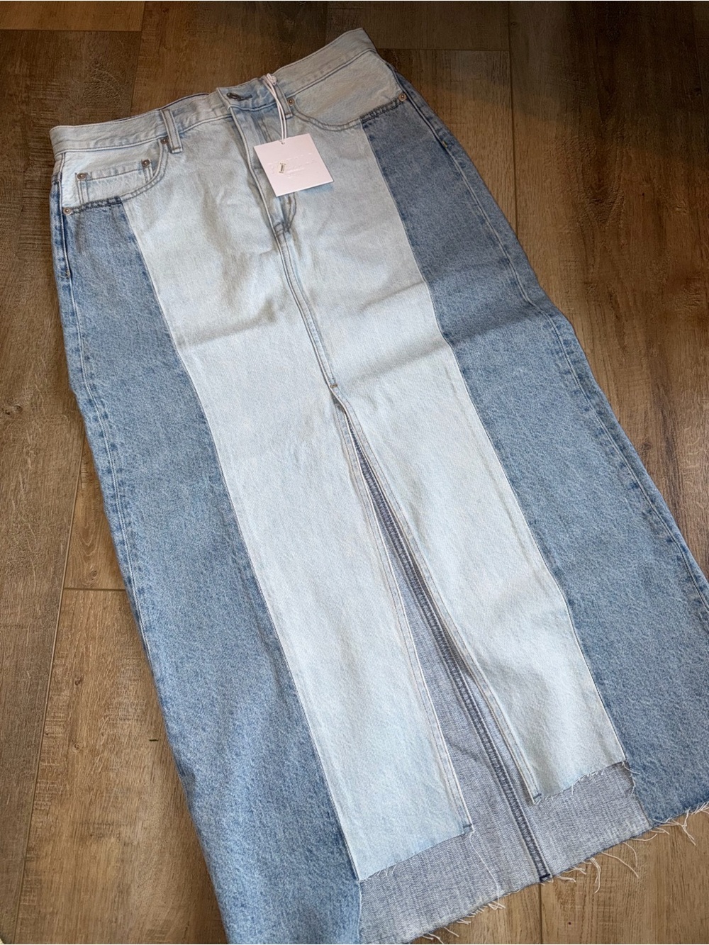 pistola Alice Light and Medium Blue Denim Midi Skirt size 29